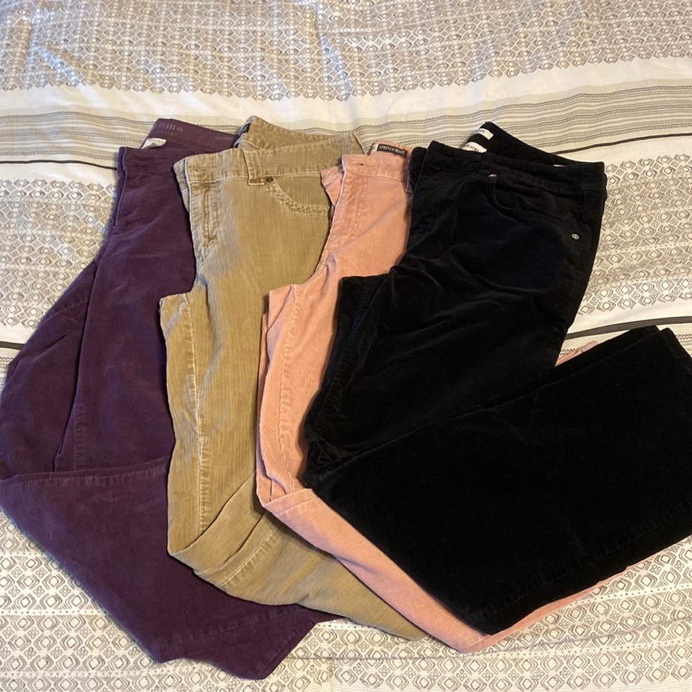 BUNDLED four pairs of colored corduroy pants